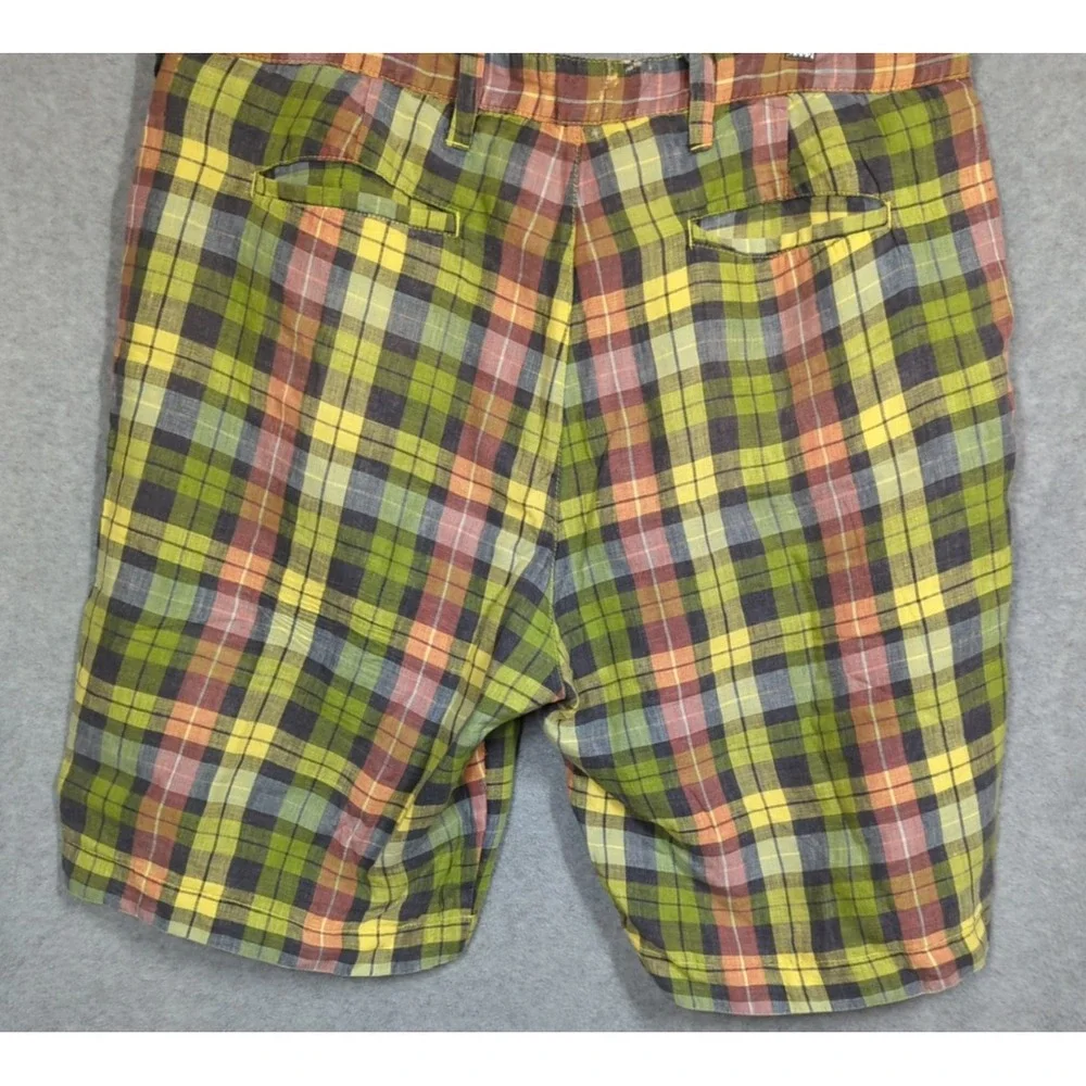 Tailor Vintage Shorts Men 38 Reversible Plaid / Khaki 100% Linen Country Club